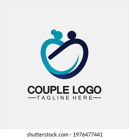 Modern love heart shape couple dating  vector icon symbol logo template