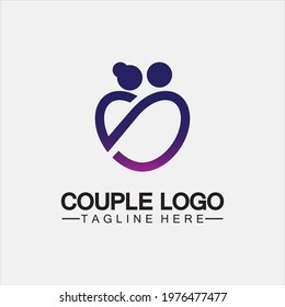 Modern love heart shape couple dating  vector icon symbol logo template