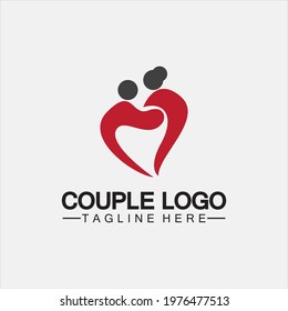 Modern love heart shape couple dating  vector icon symbol logo template