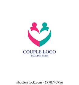 Modern love heart shape couple dating vector icon symbol logo template