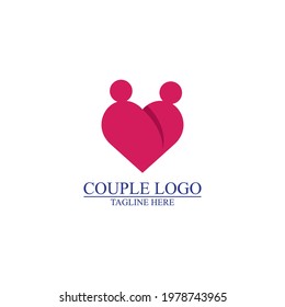 Modern love heart shape couple dating vector icon symbol logo template