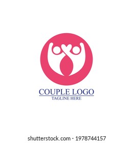Modern love heart shape couple dating vector icon symbol logo template