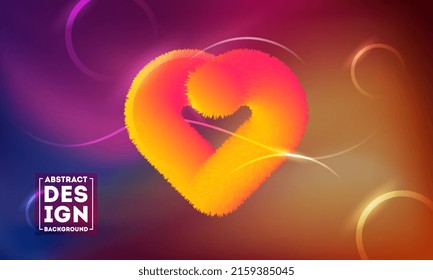 Fondo líquido de amor moderno, forma de amor 3D realista Efecto de pluma Ilustración vectorial