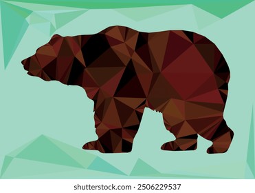 Modern low poly brown bear geometric shapes wild animal vector illustration design