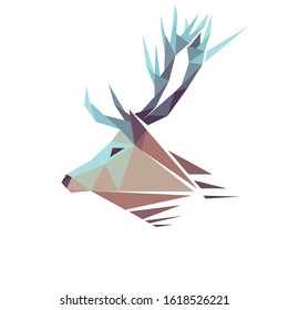 Modern low poly deer in polygonal style