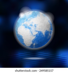 Modern low poly globe, planet Earth, vector illustration background