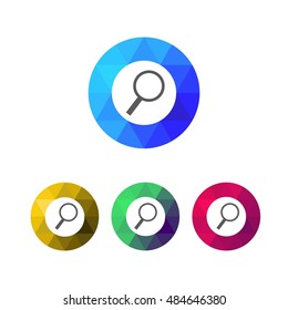 Modern Low Poly Magnifier Glass or Search Icons
