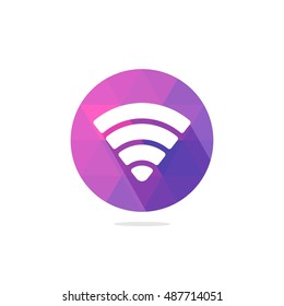 Modern Low Poly Signal Icon with Long Shadow 