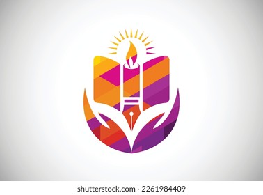 Modern low poly style education logo design, Geometric, and triangle book logo icon sign symbol.