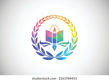Modernes Bildungs-Logo in Low-Poly-Form, Symbol für das Logo der Geometrie und des Dreiecks.