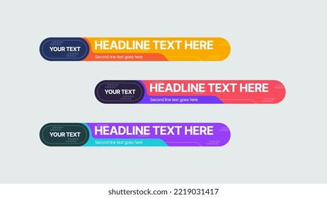 Modern Lower Third Design. Set of banners bar screen broadcast bar name. Lower third for video editing on transparent background.