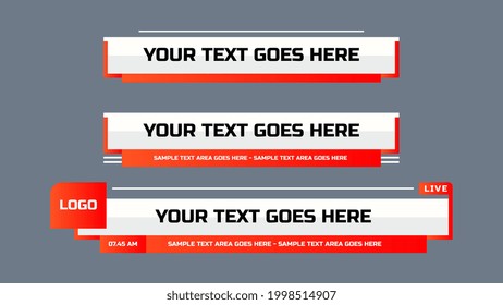 Modern lower third design template. Set of TV banners and bars for news and sport channel, streaming and broadcasting. vector strip video overlay illustration.