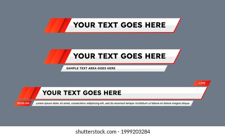 Modern lower third design template. Set of TV banners and bars for news and sport channel, streaming and broadcasting. vector strip video overlay illustration.