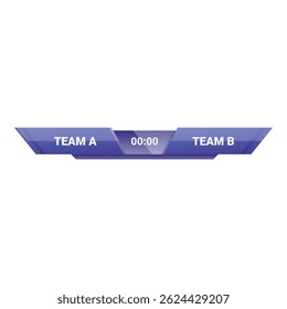 Modern lower third graphic is displaying the score of a sports game between two teams