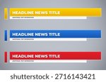 modern lower third for television and stream channel with red, blue, yellow color