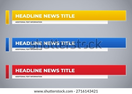 modern lower third for television and stream channel with red, blue, yellow color