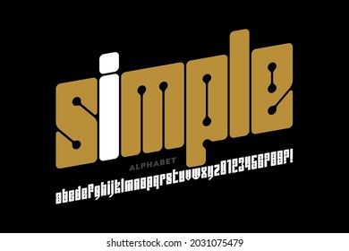 Modern lowercase font, alphabet letters and numbers vector illustration