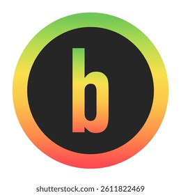 Modern Lowercase Letter b design with a red-to-green gradient border on a black background. Ideal for branding, logos, or minimalist design projects.