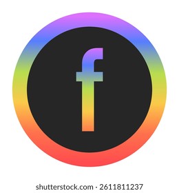 Modern Lowercase Letter f logo with a colorful rainbow gradient and circular border. Dark background enhances contrast, perfect for tech, branding, or creative design.