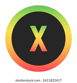 Modern Lowercase Letter x design with a red-to-green gradient border on a black background. Ideal for branding, logos, or minimalist design projects.