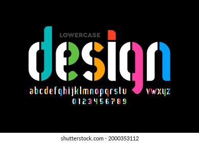 Modern lowercase style font design, alphabet letters and numbers vector illustration