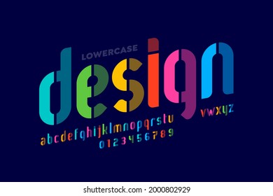 Modern lowercase style font design, alphabet letters and numbers vector illustration