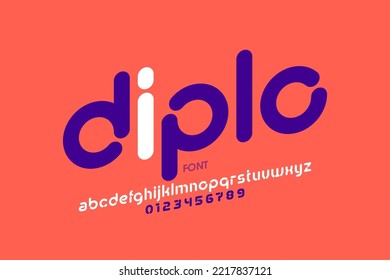 Modern lowercase style font design, alphabet letters and numbers vector illustration