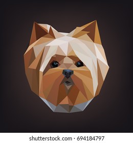 Modern lowpoly (low polygonal) portrait of Yorkshire Terrier dog. Trendy illustration