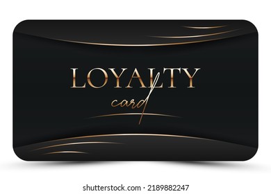 Modern loyalty card template. Elegant Black business card with golden 3d text, lines. Luxury design. Vector illustration for vip, bonus card, gift certificate, invitation	