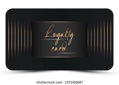 Modern Loyalty Card Template. Elegant Black Business Card With Golden 3d Text, Lines. Luxury Design. Vector Illustration For Vip, Bonus Card, Gift Certificate, Invitation	