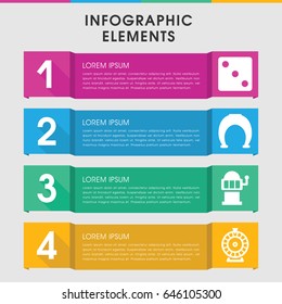 Modern lucky infographic template. infographic design with lucky icons includes dice, roulette. can be used for presentation, diagram, annual report, web design.