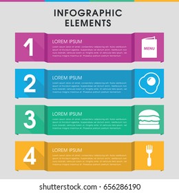 Modern lunch infographic template. infographic design with lunch icons includes fork, menu, burger. can be used for presentation, diagram, annual report, web design.