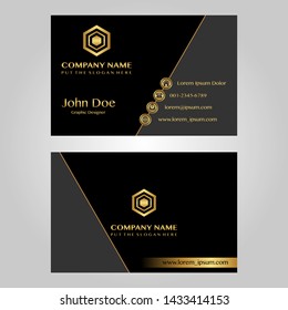 Modern and luxurious business cards, with gold and black.