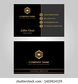 Modern and luxurious business cards, with gold and black.