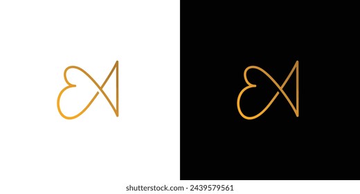 Modern and luxurious EA letter initial logo design