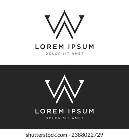 Moderno y lujoso elemento geométrico W de la letra inicial. Logo para negocios, cartas, tarjetas de visita, marca y compañía.