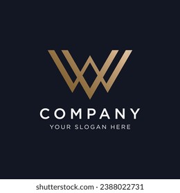 Moderno y lujoso elemento geométrico W de la letra inicial. Logo para negocios, cartas, tarjetas de visita, marca y compañía.