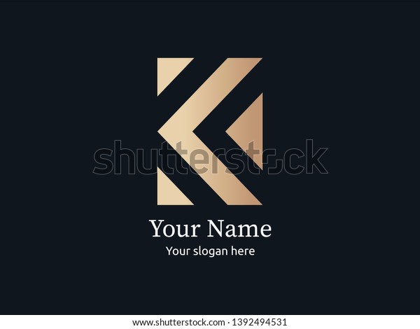 Modern Luxurious Letter K Golden Logo Stock Vector Royalty Free