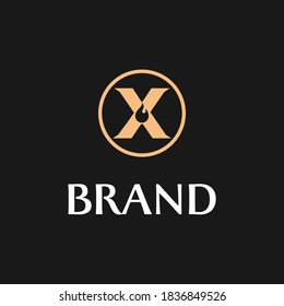 Modern and luxurious style of initial letter X with fire in the center logo template
