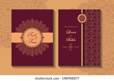 Modern Luxurious wedding invitation on Elegent background. Include Invitation, RSVP card, Save the date, Thank you card. Vector illustration