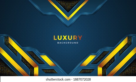 Diseño de fondo de lujo moderno con forma dorada y adornos.