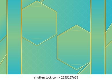 Modern luxury abstract background with golden line elements. modern blue green background vector for design