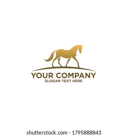 Modern and luxury abstract golden horse logo design.