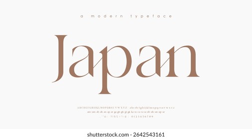 Fonte com letras do alfabeto Modern Luxury. Classic Elegante Modern Serif Lettering Logotipo de Moda Mínima. Fontes de decoração de tipografia para branding, casamento, logos. ilustração vetorial