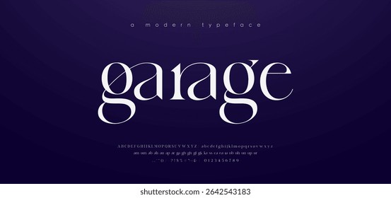 Fonte com letras do alfabeto Modern Luxury. Classic Elegante Modern Serif Lettering Logotipo de Moda Mínima. Fontes de decoração de tipografia para branding, casamento, logos. ilustração vetorial