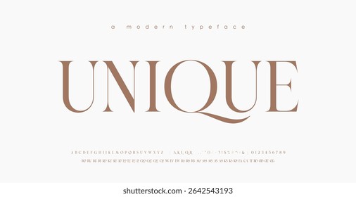 Modern Luxury alphabet letters font. Classic Elegant Modern Serif Lettering Minimal Fashion Logo. Typography decoration fonts for branding, wedding, logos. vector illustration