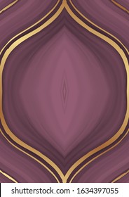 Modern luxury background for business or presentation or greeting card with pink liquid marble and golden streaks.