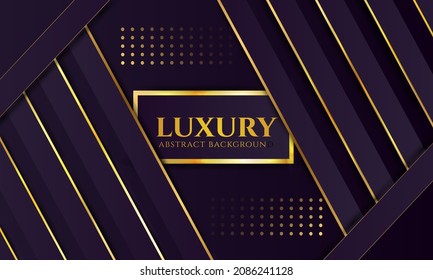 Diseño lujoso y moderno 3d capa de superposición vectorial VIP en espacio negro oscuro y sombra con estilo abstracto para el diseño. ilustración de recursos gráficos Textura con color dorado y púrpura.