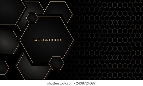 Fondo de lujo moderno con hexágonos superpuestos y decoración de panal de abejas. Plantilla de diseño premium para banners, carteles, portadas, fondos de pantalla y otros.
