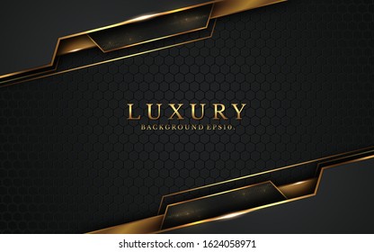 modern luxury background vector overlap layer on dark and shadow black space with abstract style for design. graphic illustration Texture with line golden Sparkles glitters dots element decoration.